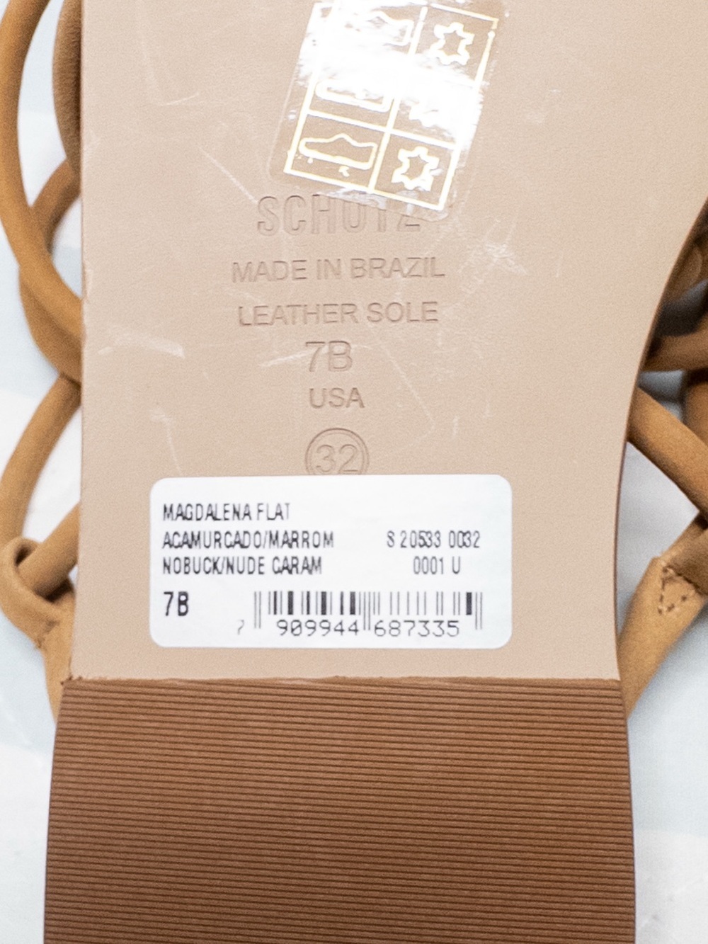 Schutz Madalena Flat Lace-Up Sandals Nougat Caramel NWT Size 7B - Picture 10 of 12